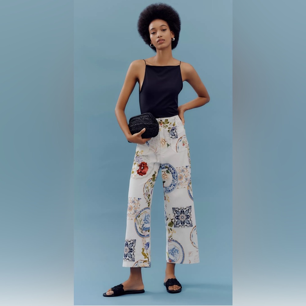 ANTHROPOLOGIE Maeve The Colette Cropped Wide-Leg Pants by Maeve, size 26